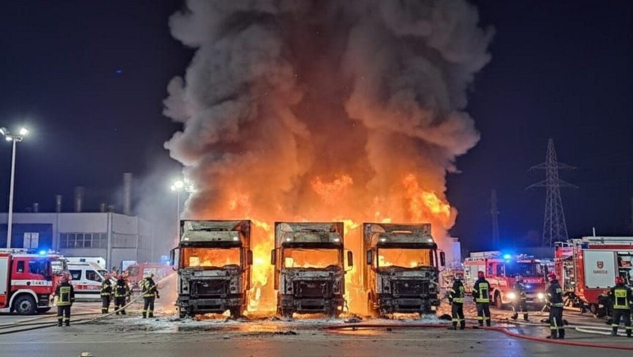 poziar michalovce nakladne auta kamion