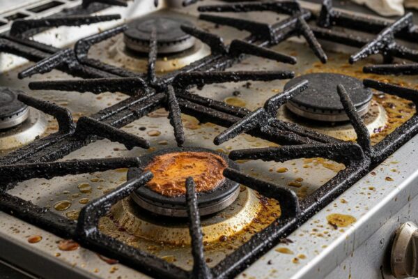 plynovy sporak pripaleny spinavy